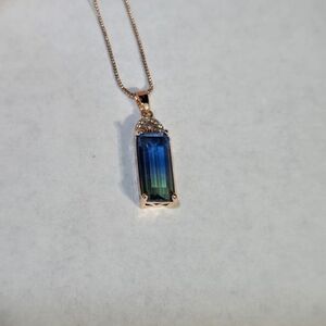 Elegant Blue and Green Pendant With Rose Gold Necklace...25130